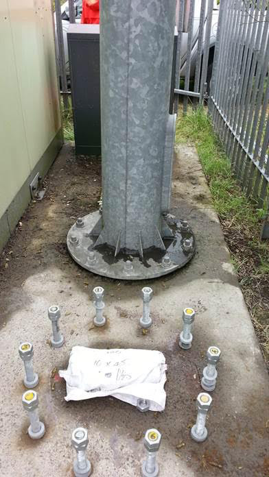 Lanarkshire Vodafone Huawei foundation of telecoms mast